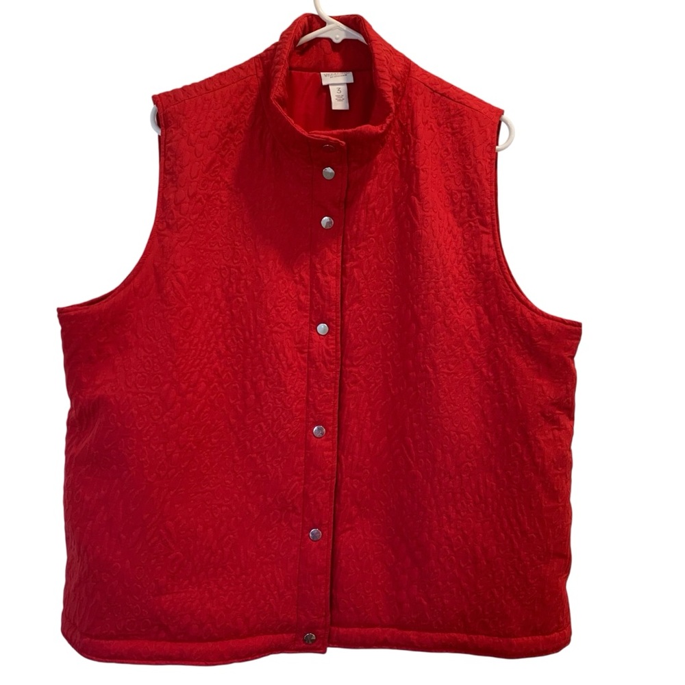 Chico’s Weekends Red Quilted Vest with Snap Buttons Size 16
